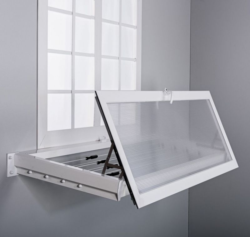 Cubretendal abatible abierto blanco