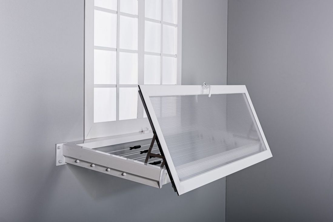 Cubretendal abatible abierto blanco